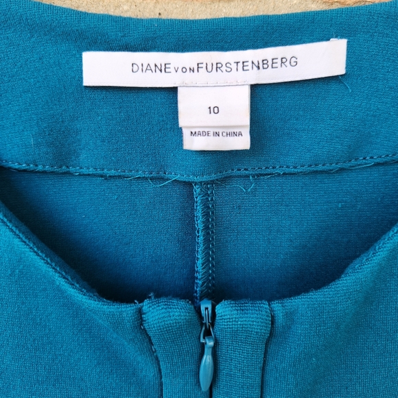 DVF Diane Von Furstenberg Teal Blue Saturn Stretch Jersey Dress Size 10 - Picture 6 of 11